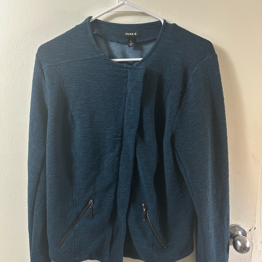 TORRID Women's Blue zip up Jacket w/ zipper pockets